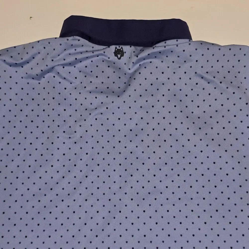 Greyson Polo Shirt Mens Medium All Over Print Button Down Golf Stretch Tech